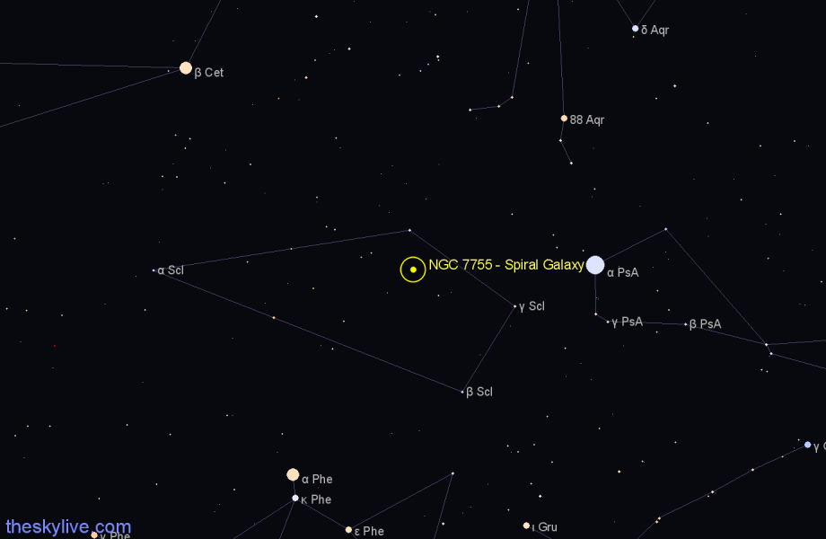 Finder chart NGC 7755 - Spiral Galaxy in Sculptor star