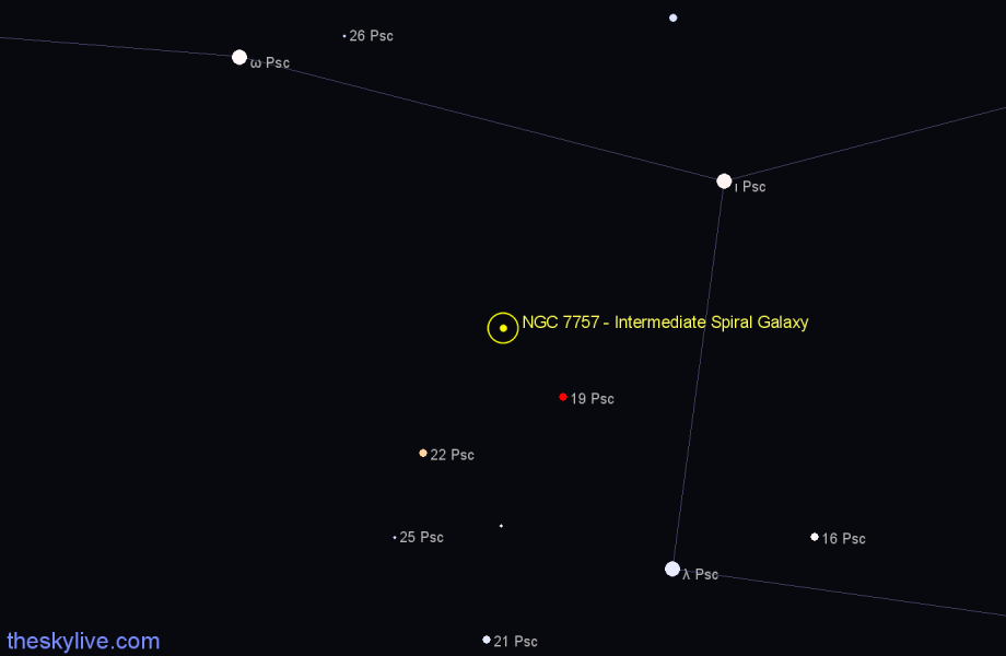 Finder chart NGC 7757 - Intermediate Spiral Galaxy in Pisces star