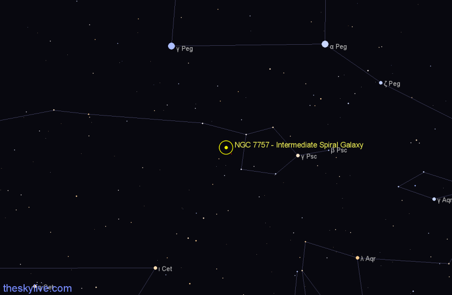Finder chart NGC 7757 - Intermediate Spiral Galaxy in Pisces star