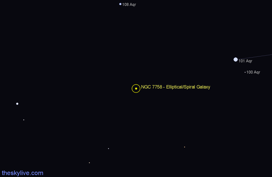 Finder chart NGC 7758 - Elliptical/Spiral Galaxy in Aquarius star