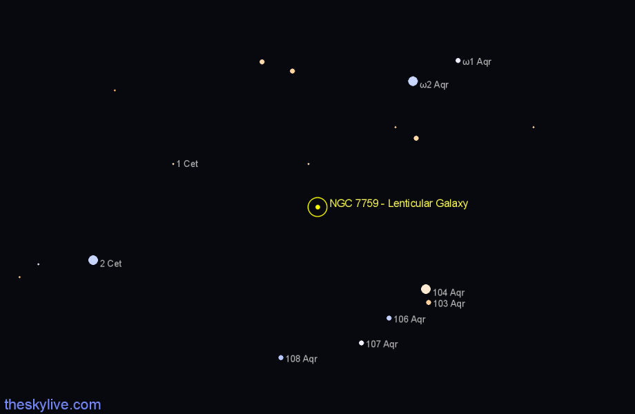 Finder chart NGC 7759 - Lenticular Galaxy in Aquarius star