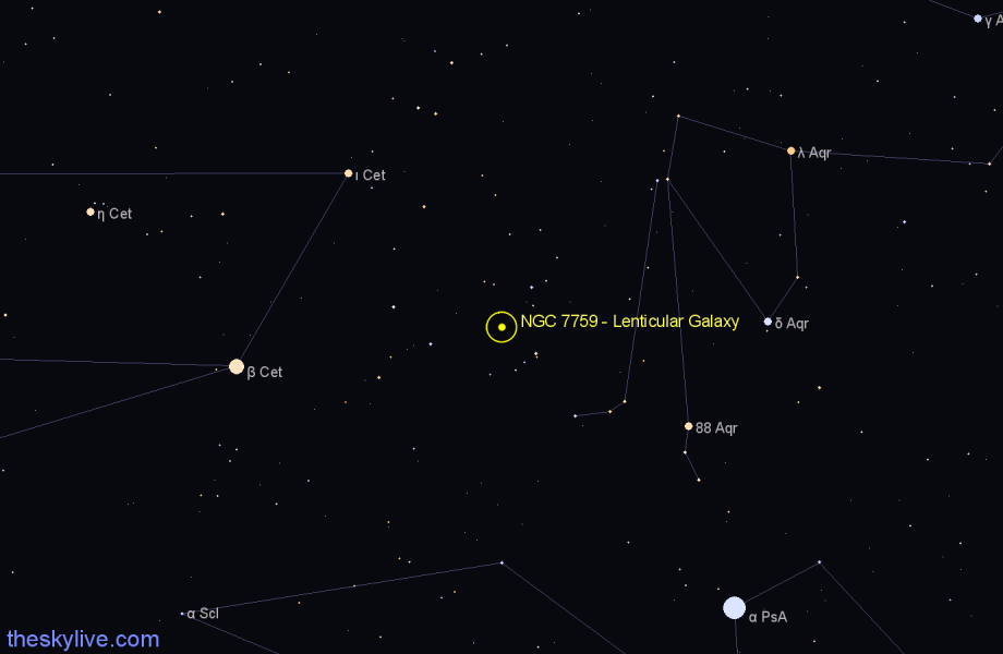 Finder chart NGC 7759 - Lenticular Galaxy in Aquarius star