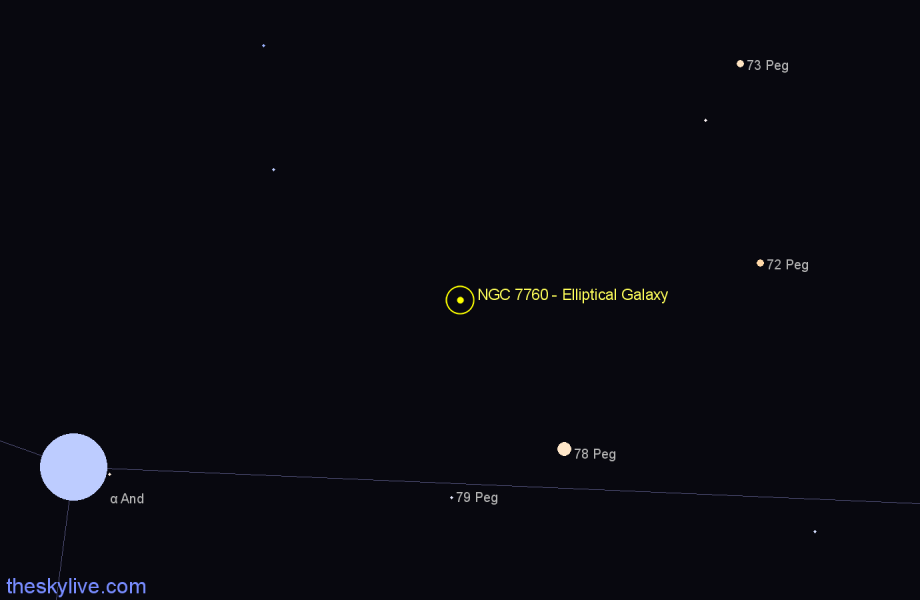 Finder chart NGC 7760 - Elliptical Galaxy in Pegasus star