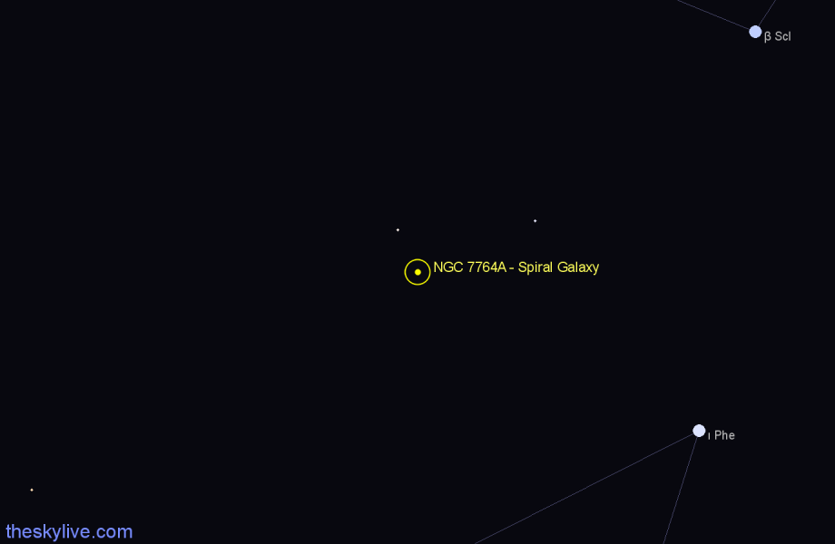 Finder chart NGC 7764A - Spiral Galaxy in Phoenix star