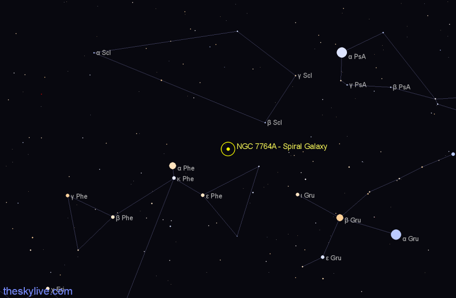Finder chart NGC 7764A - Spiral Galaxy in Phoenix star