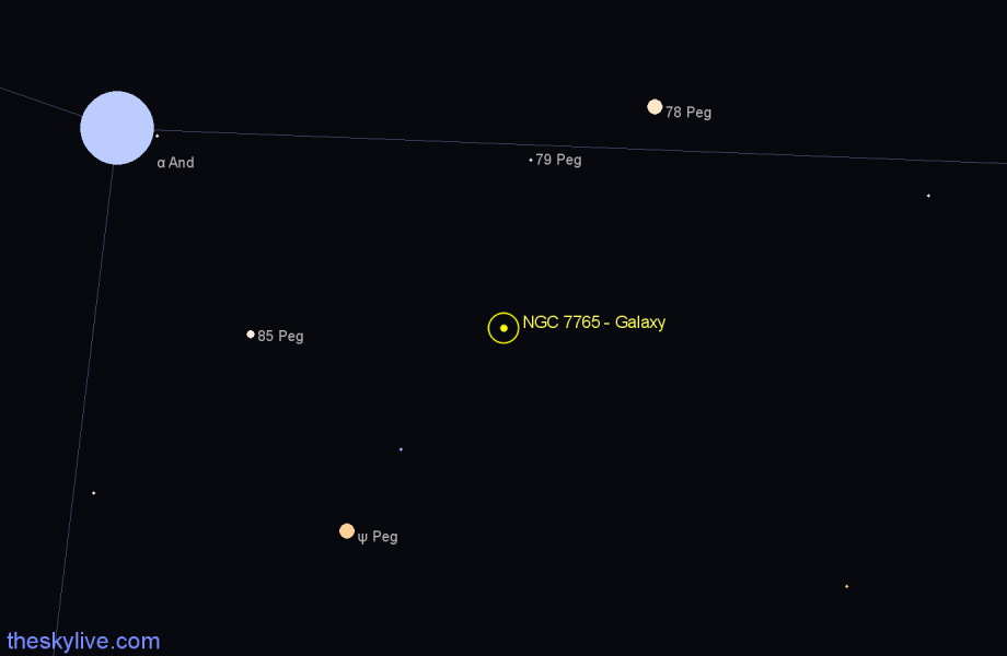 Finder chart NGC 7765 - Galaxy in Pegasus star