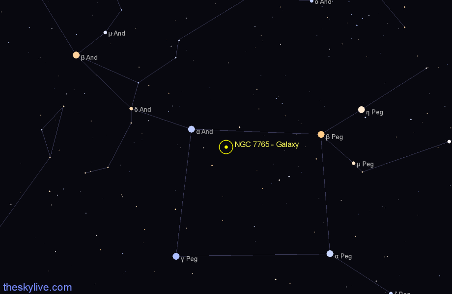 Finder chart NGC 7765 - Galaxy in Pegasus star