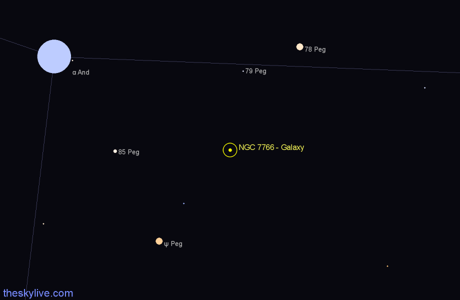 Finder chart NGC 7766 - Galaxy in Pegasus star