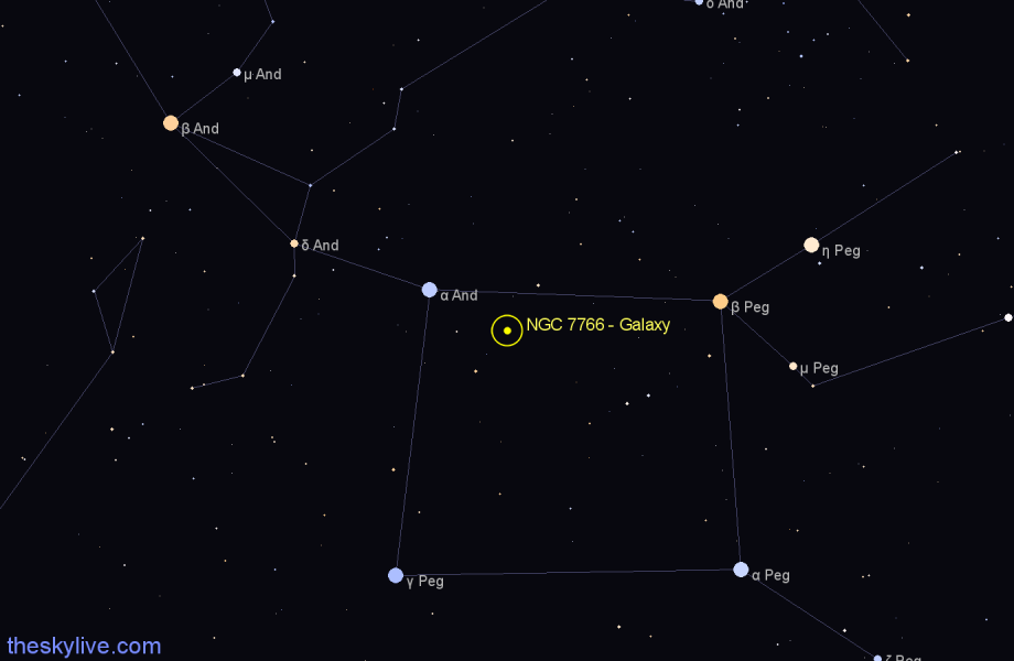 Finder chart NGC 7766 - Galaxy in Pegasus star