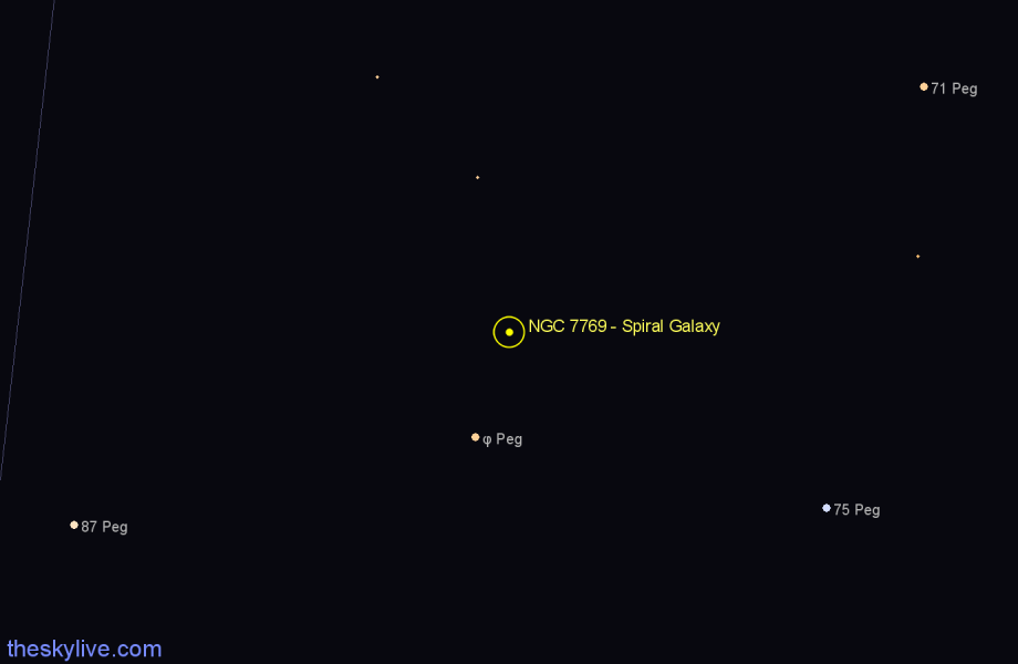 Finder chart NGC 7769 - Spiral Galaxy in Pegasus star