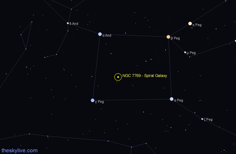 Finder chart NGC 7769 - Spiral Galaxy in Pegasus star