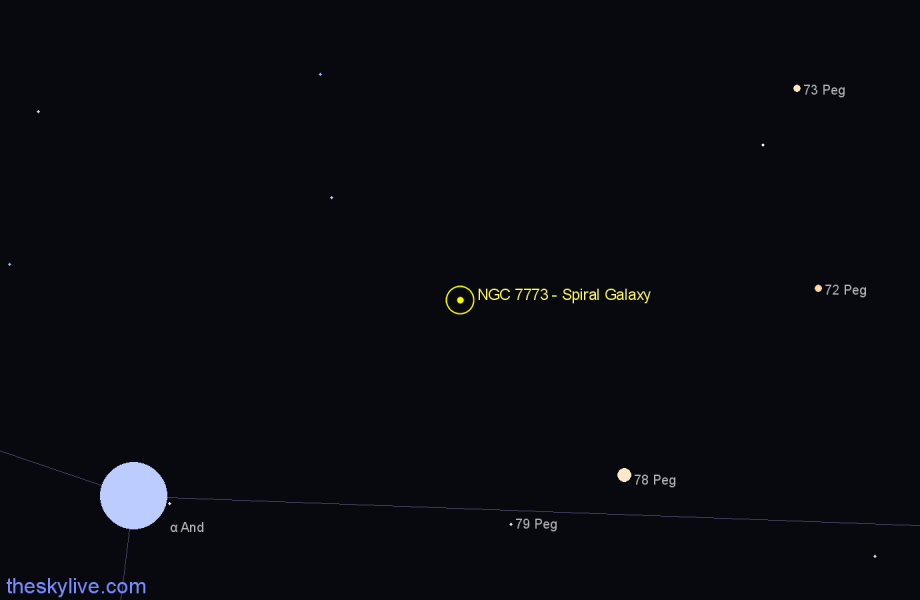 Finder chart NGC 7773 - Spiral Galaxy in Pegasus star