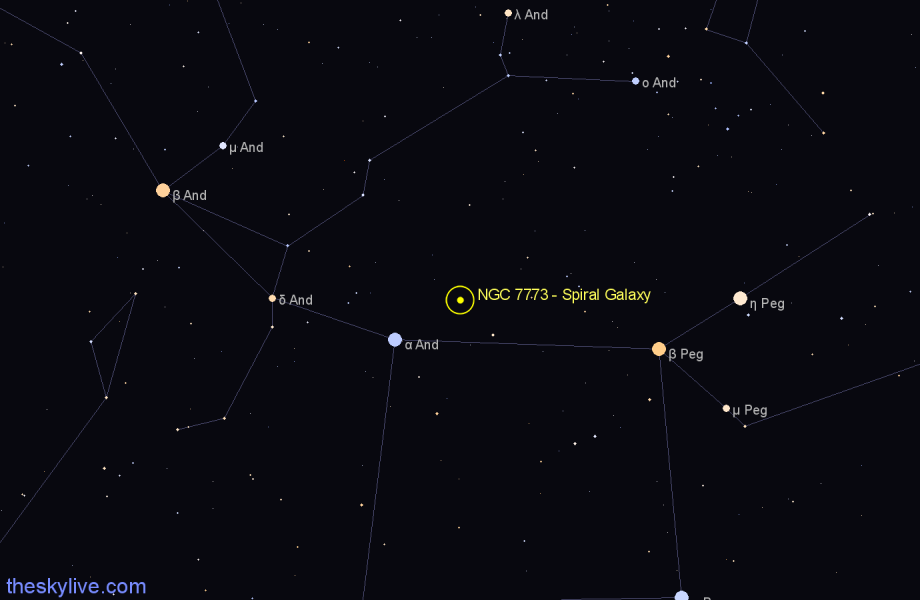 Finder chart NGC 7773 - Spiral Galaxy in Pegasus star