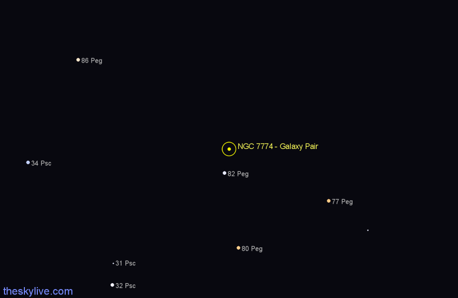 Finder chart NGC 7774 - Galaxy Pair in Pegasus star