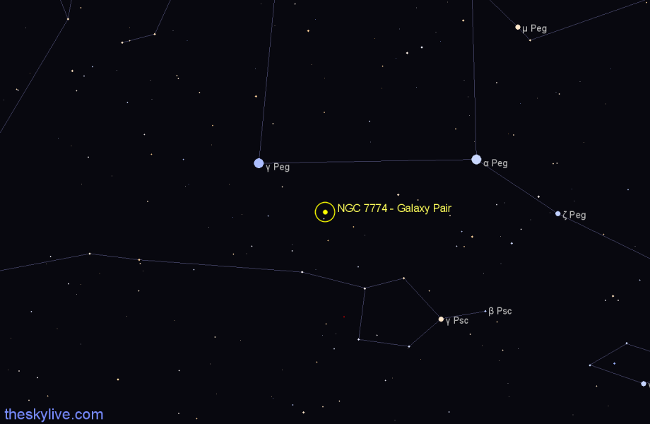 Finder chart NGC 7774 - Galaxy Pair in Pegasus star