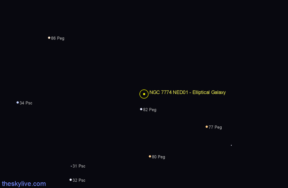 Finder chart NGC 7774 NED01 - Elliptical Galaxy in Pegasus star