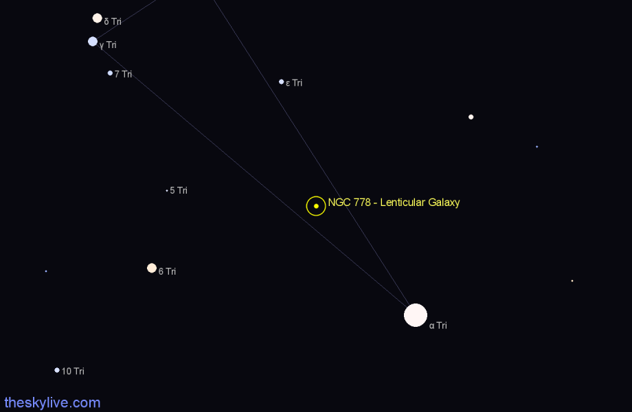 Finder chart NGC 778 - Lenticular Galaxy in Triangulum star