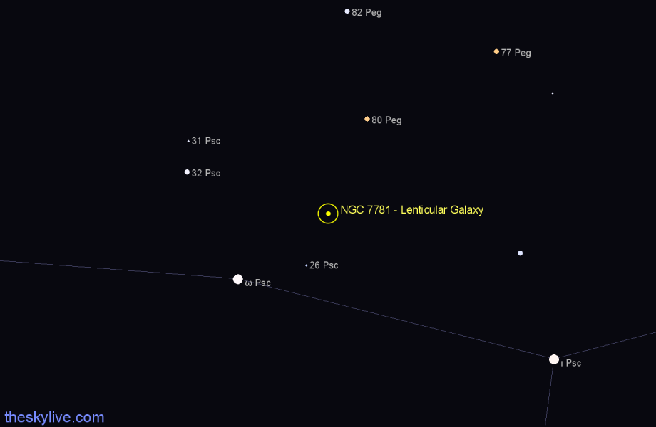 Finder chart NGC 7781 - Lenticular Galaxy in Pisces star