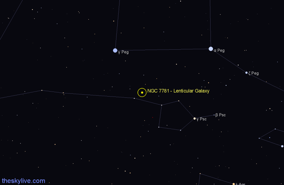 Finder chart NGC 7781 - Lenticular Galaxy in Pisces star