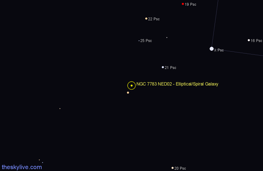 Finder chart NGC 7783 NED02 - Elliptical/Spiral Galaxy in Pisces star