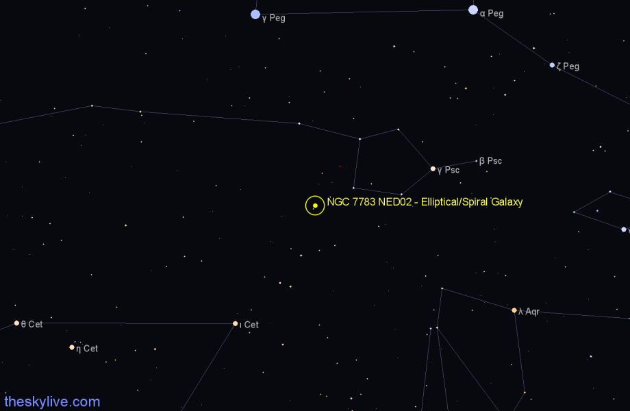 Finder chart NGC 7783 NED02 - Elliptical/Spiral Galaxy in Pisces star