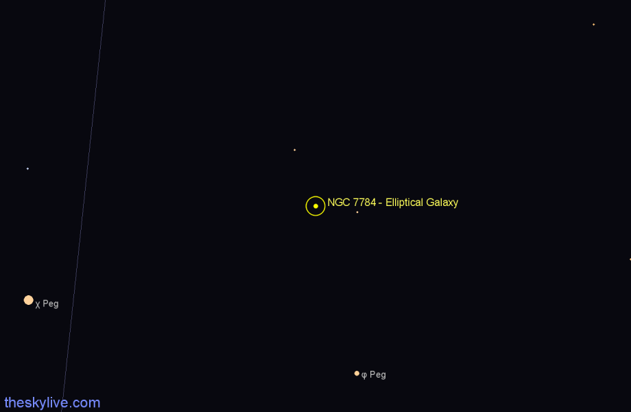 Finder chart NGC 7784 - Elliptical Galaxy in Pegasus star