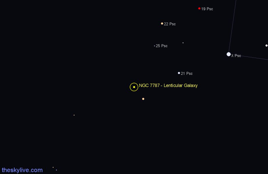 Finder chart NGC 7787 - Lenticular Galaxy in Pisces star