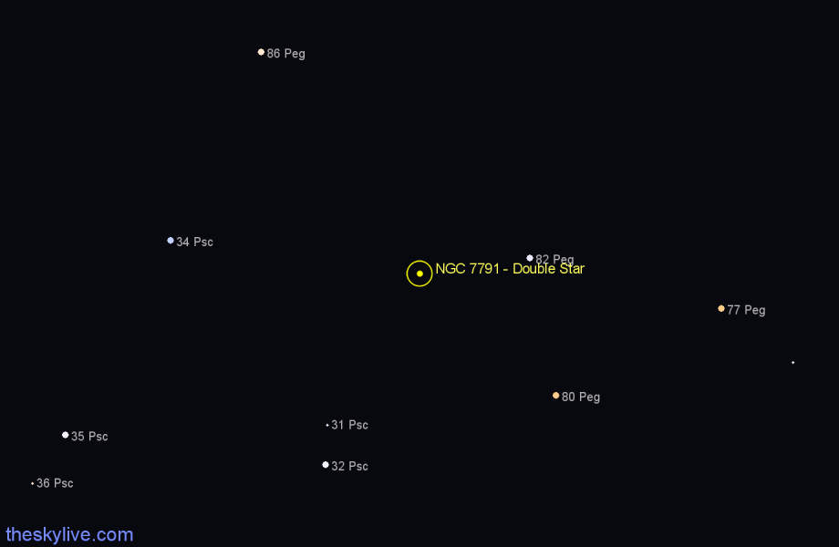 Finder chart NGC 7791 - Double Star in Pegasus star
