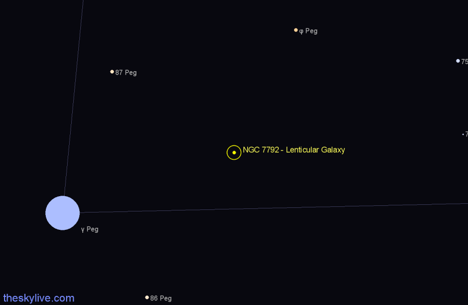 Finder chart NGC 7792 - Lenticular Galaxy in Pegasus star