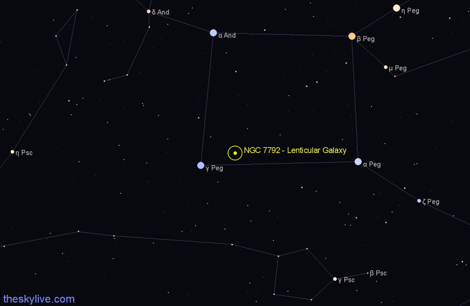 Finder chart NGC 7792 - Lenticular Galaxy in Pegasus star