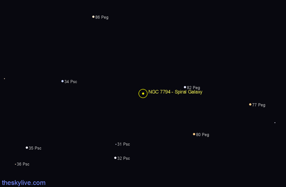 Finder chart NGC 7794 - Spiral Galaxy in Pegasus star