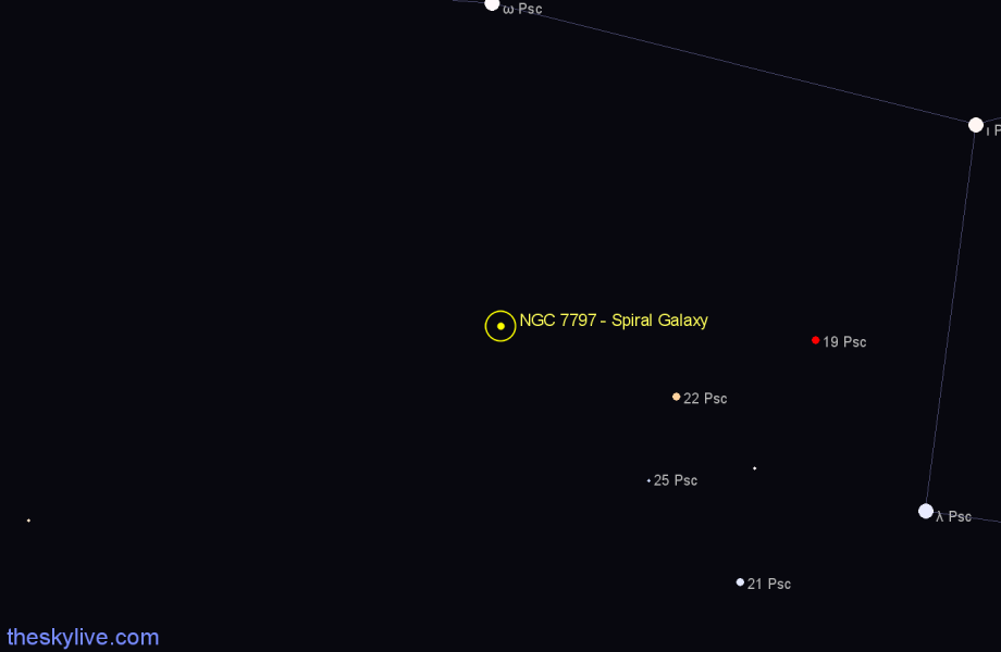 Finder chart NGC 7797 - Spiral Galaxy in Pisces star