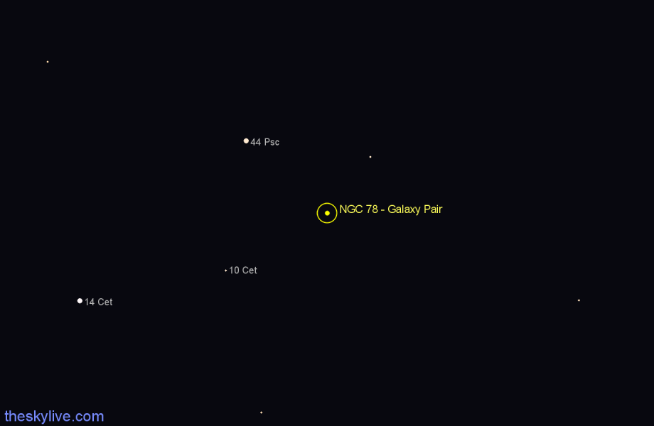 Finder chart NGC 78 - Galaxy Pair in Pisces star