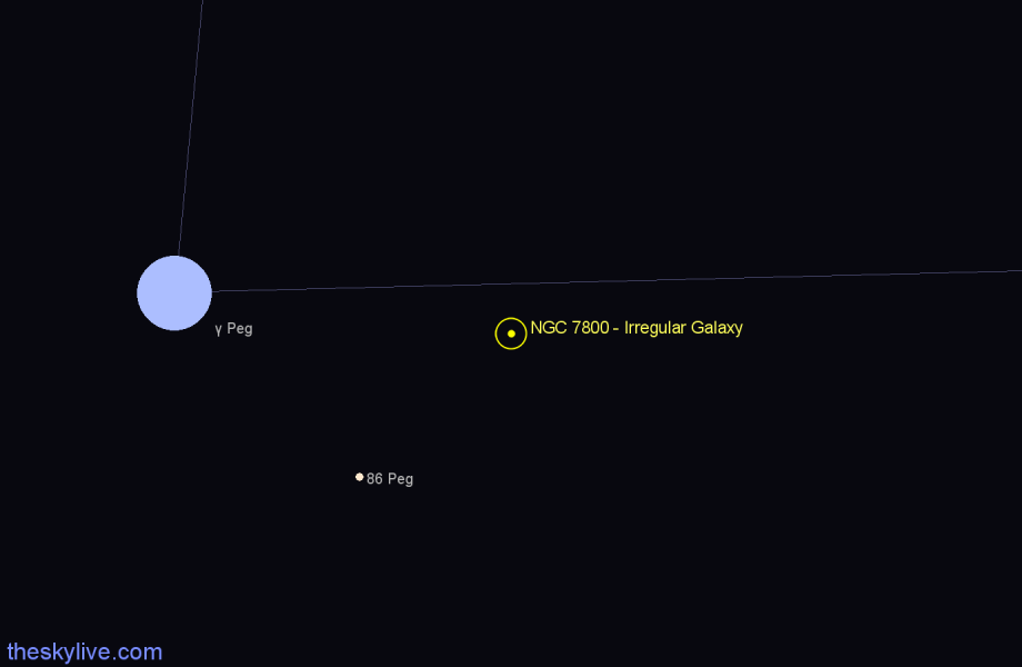 Finder chart NGC 7800 - Irregular Galaxy in Pegasus star