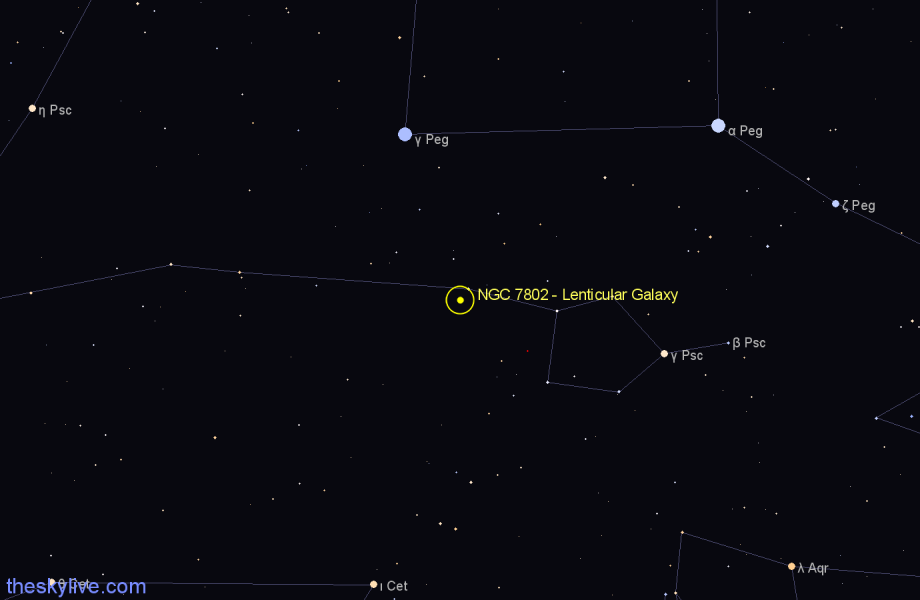 Finder chart NGC 7802 - Lenticular Galaxy in Pisces star