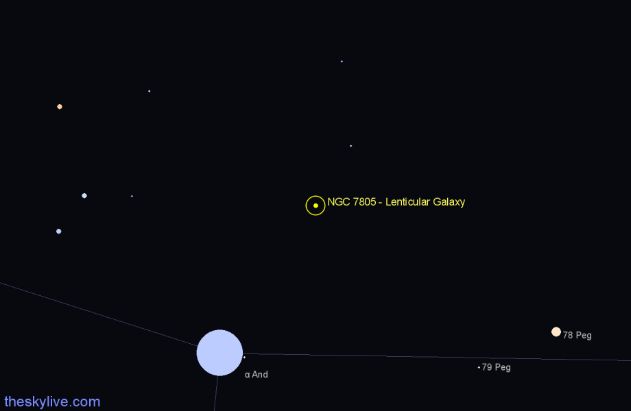 Finder chart NGC 7805 - Lenticular Galaxy in Pegasus star