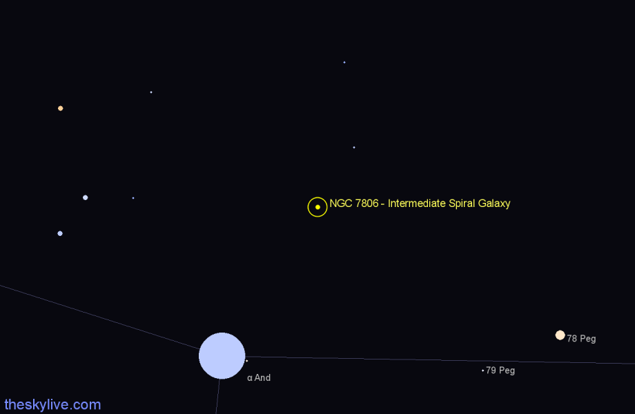 Finder chart NGC 7806 - Intermediate Spiral Galaxy in Pegasus star