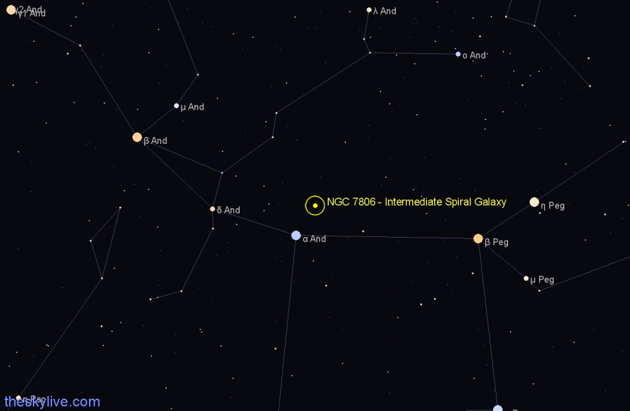 Finder chart NGC 7806 - Intermediate Spiral Galaxy in Pegasus star