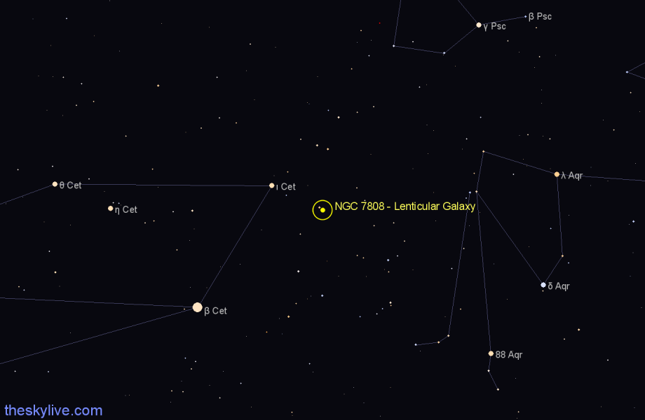 Finder chart NGC 7808 - Lenticular Galaxy in Cetus star