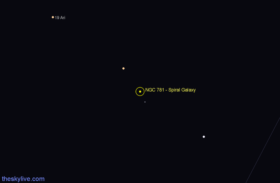 Finder chart NGC 781 - Spiral Galaxy in Aries star