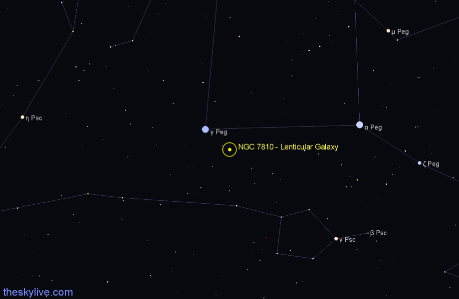 Finder chart NGC 7810 - Lenticular Galaxy in Pegasus star