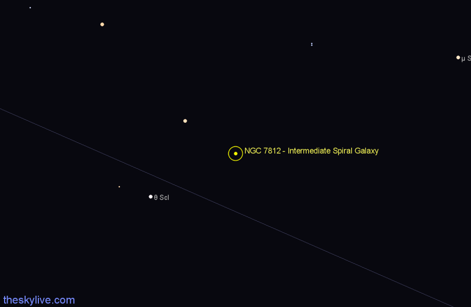 Finder chart NGC 7812 - Intermediate Spiral Galaxy in Sculptor star