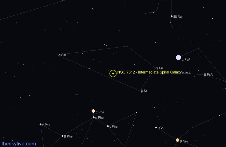 Finder chart NGC 7812 - Intermediate Spiral Galaxy in Sculptor star