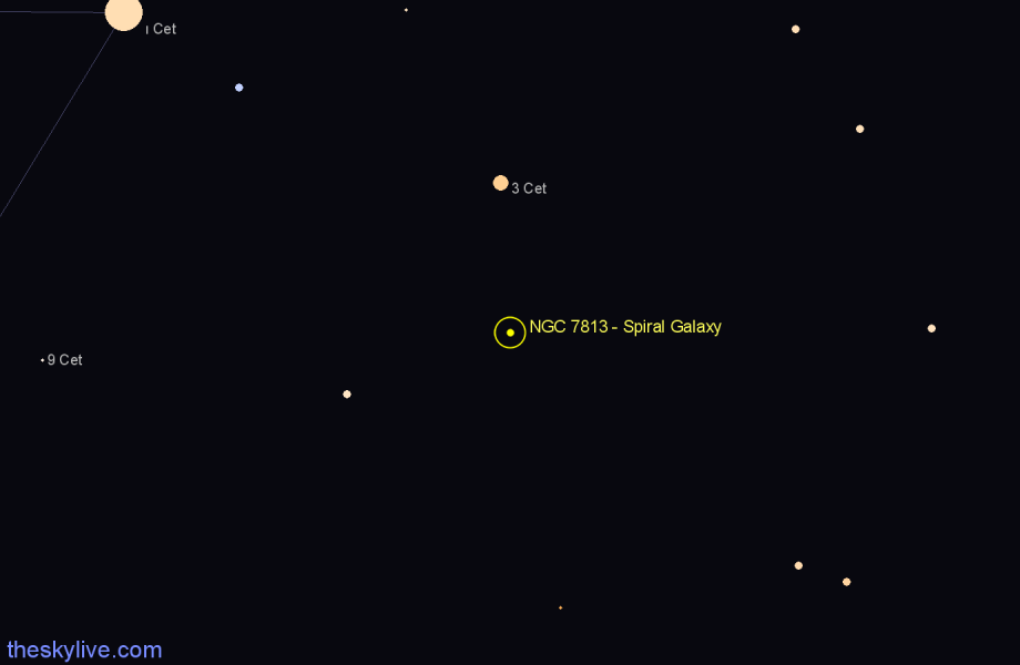 Finder chart NGC 7813 - Spiral Galaxy in Cetus star