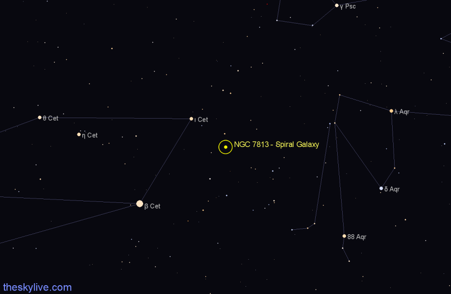 Finder chart NGC 7813 - Spiral Galaxy in Cetus star