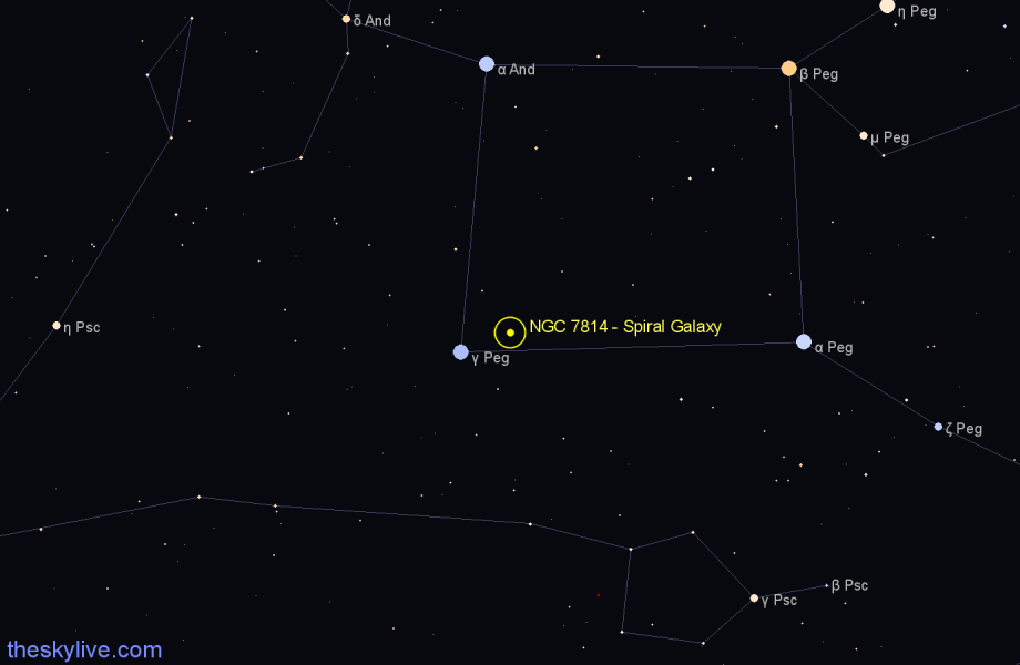 Finder chart NGC 7814 - Spiral Galaxy in Pegasus star