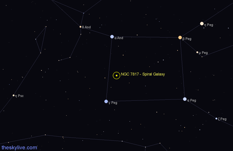 Finder chart NGC 7817 - Spiral Galaxy in Pegasus star