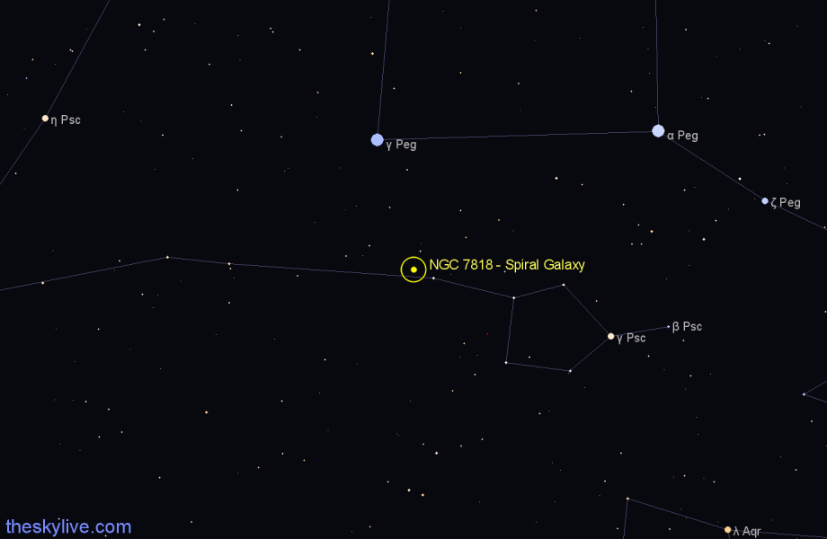 Finder chart NGC 7818 - Spiral Galaxy in Pisces star