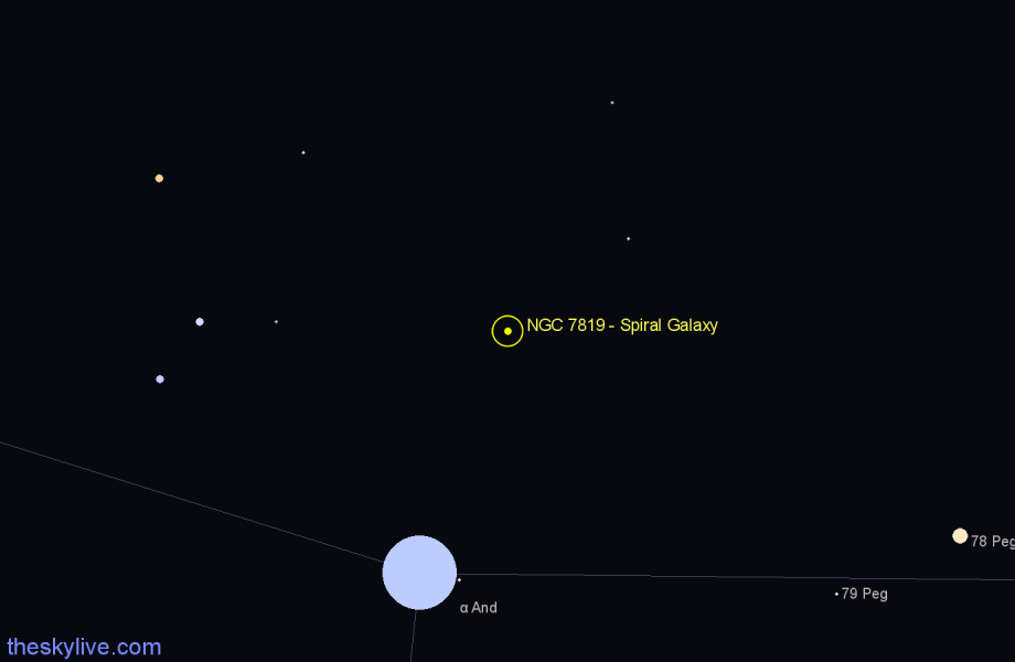 Finder chart NGC 7819 - Spiral Galaxy in Pegasus star
