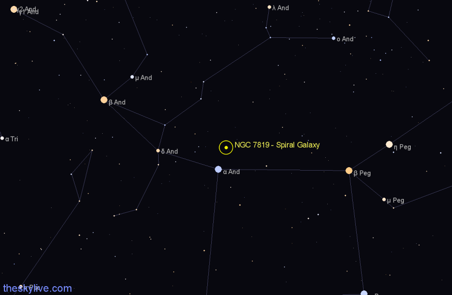Finder chart NGC 7819 - Spiral Galaxy in Pegasus star